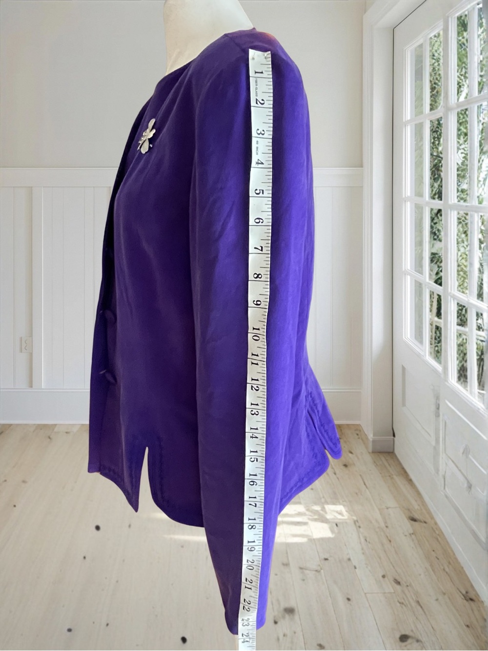 SHOMI Vintage Women's Purple 100% Silk Embroidered Blazer Jacket Sz 10 - Picture 10 of 16